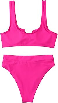 SUUKSESS Women Cutout Bikini Sets Push Up High Waisted Swimsuits 2 Piece | Amazon (US)