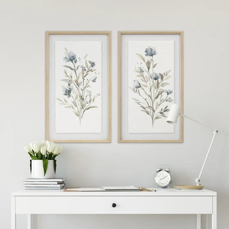 My Texas House Delicate Botanical Framed Art 2pc Set 17x29 | Walmart (US)