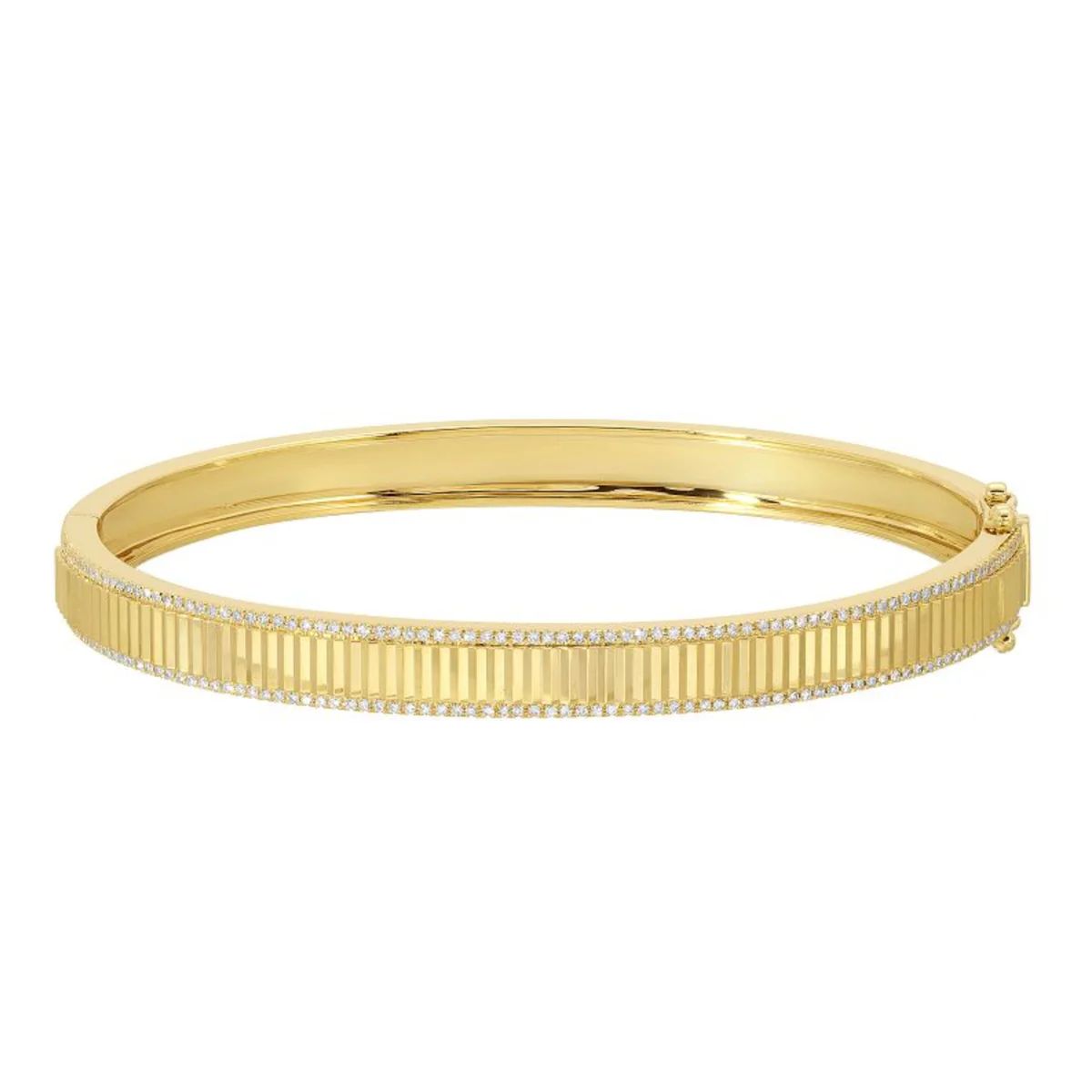 Fluted Gold and Diamond Bangle | AMO Jewelry by Ana Mari Ortega