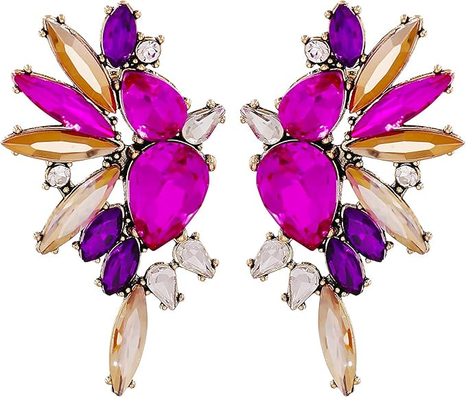 Fashion Statement Vintage Drop Dangle Earrings for Women Girls Green Crystal Earrings | Amazon (US)