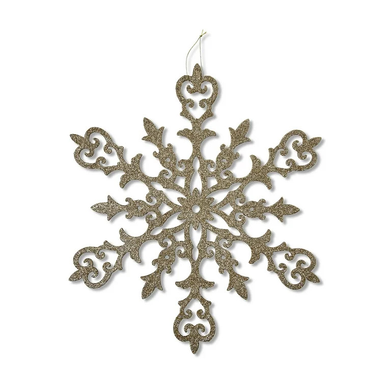 Gold Glitter Snowflake Christmas Ornament, 15 in, by Holiday Time | Walmart (US)