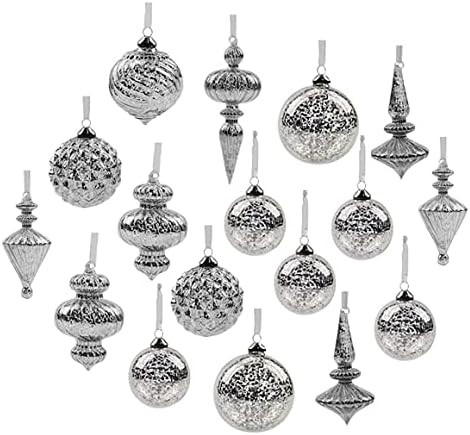 Mercury Glass Christmas Ball Drop Ornaments Holiday Trees Wreaths & Garland Decor Silver Color Si... | Amazon (US)