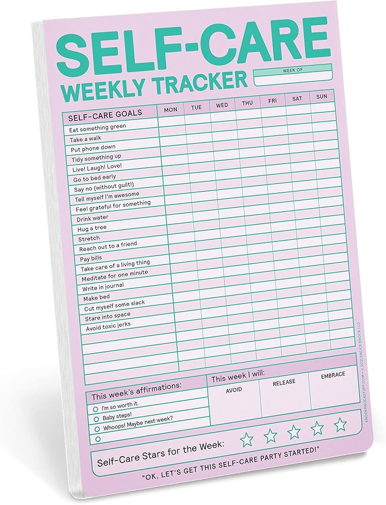 Knock Knock Self-Care Weekly Tracker Pad, Step-by-Step Self-Care Checklist Note Pad (Pastel Versi... | Amazon (US)