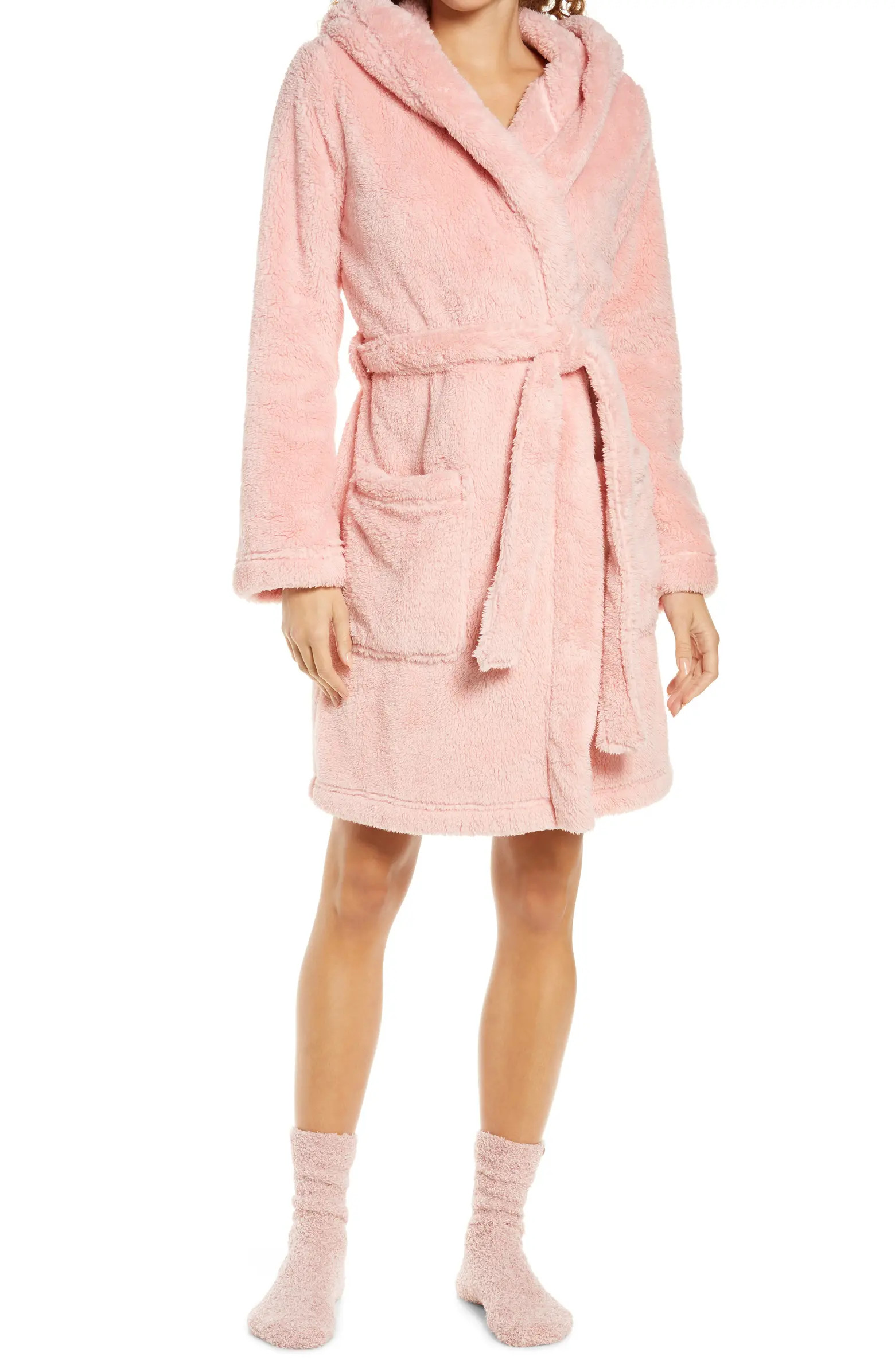 Aarti Faux Shearling Hooded Robe | Nordstrom