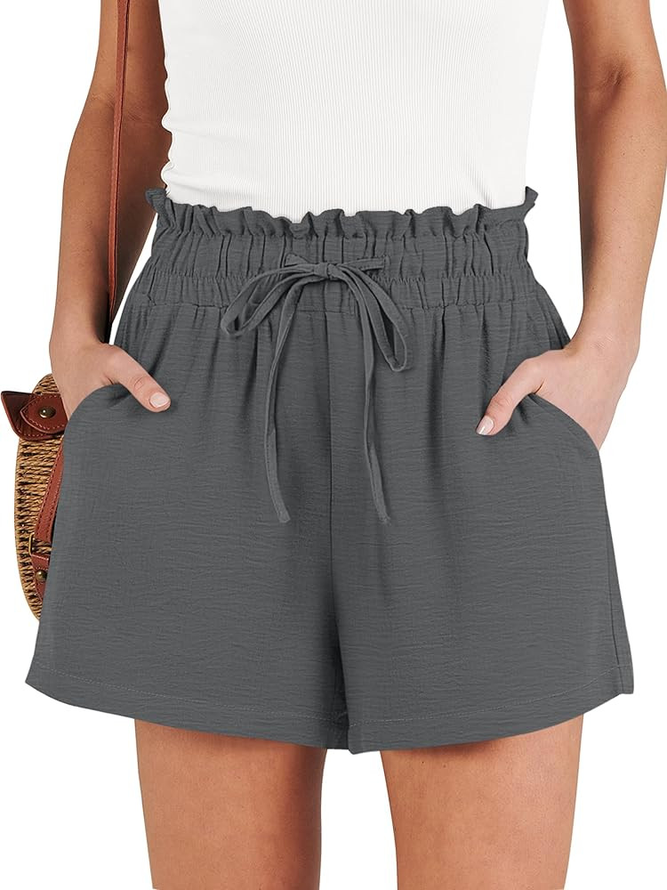ANRABESS Shorts for Women Summer Casual High Waisted Wide Leg Drawstring Lounge Shorts Comfy 2026... | Amazon (US)