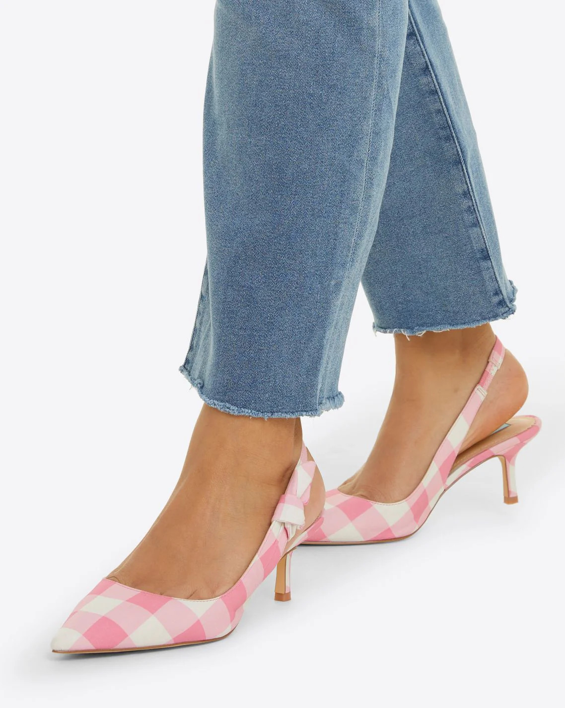 Willow Slingback Heels in Pink Gingham | Draper James (US)