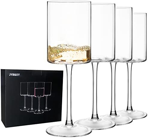 JYB&XY White Or Red wine glasses set of 4 15oz Hand Blown Premium Crystal square wine glass Uniqu... | Amazon (US)