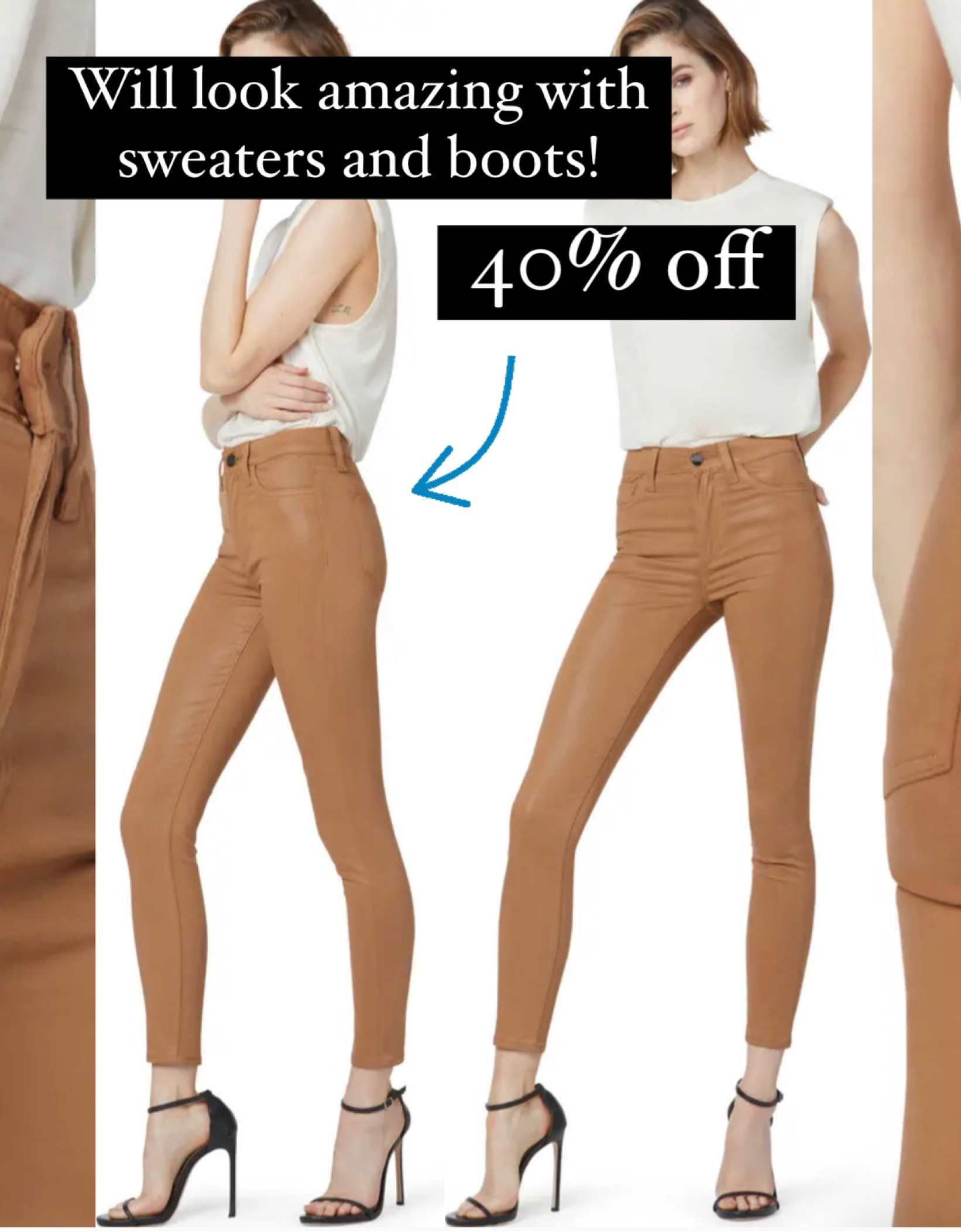 Coated denim
Tan pants 
Fall outfit 

#LTKunder100 #LTKSeasonal #LTKsalealert
