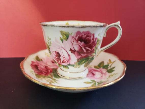 Royal Albert American Beauty Bone China Teacup Saucer White | Etsy Canada | Etsy (CAD)