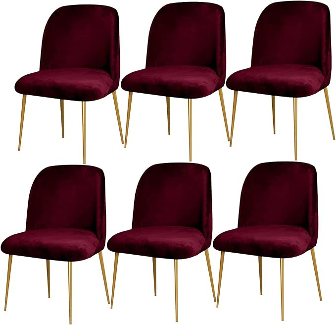 Mid-Century Modern Velvet Dining Chair Cover, 6pack, Curved Back, Purple, Stretch Fit, Machine Wa... | Amazon (CA)