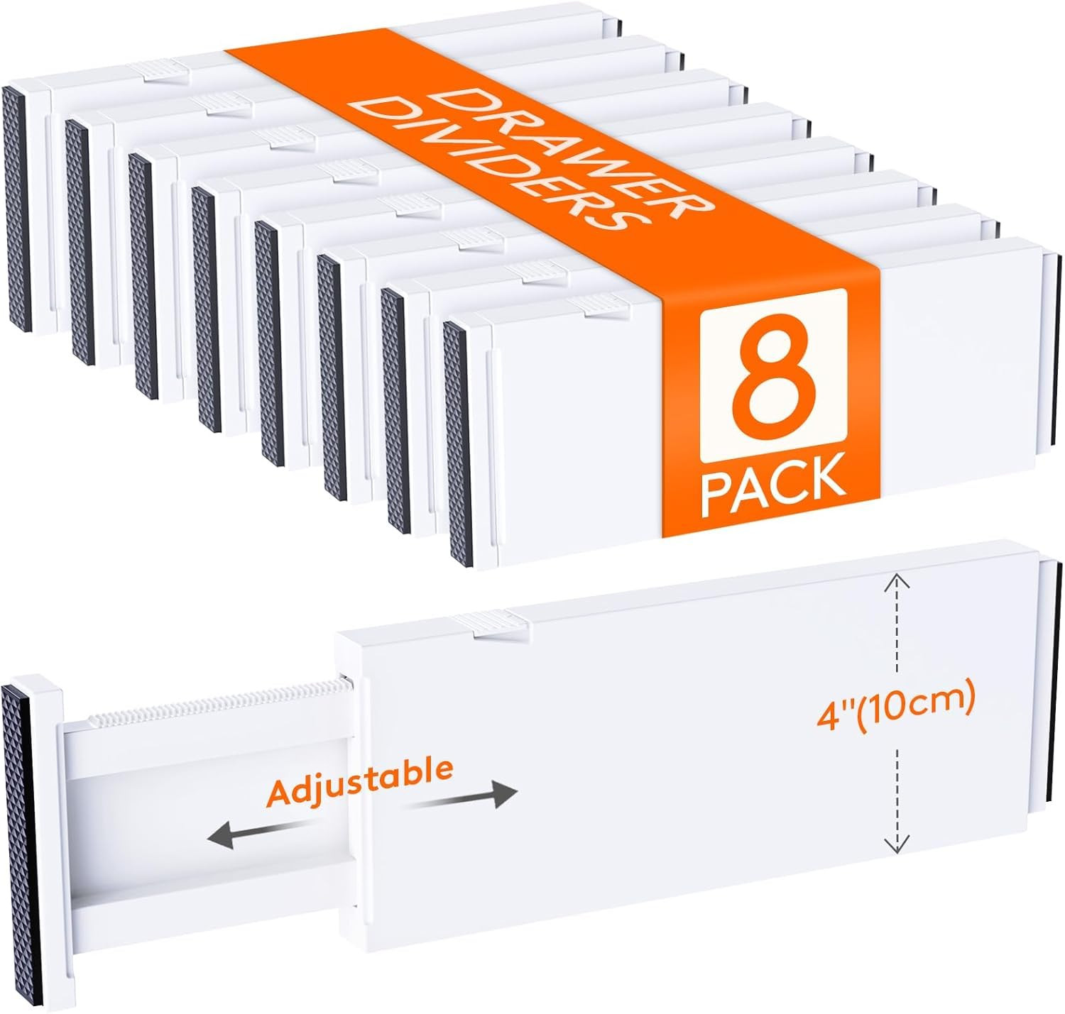 Lifewit 8 Pack Drawer Dividers 4" High,11-17" Adjustable Dresser Drawer Organizers for Clothes, E... | Amazon (US)