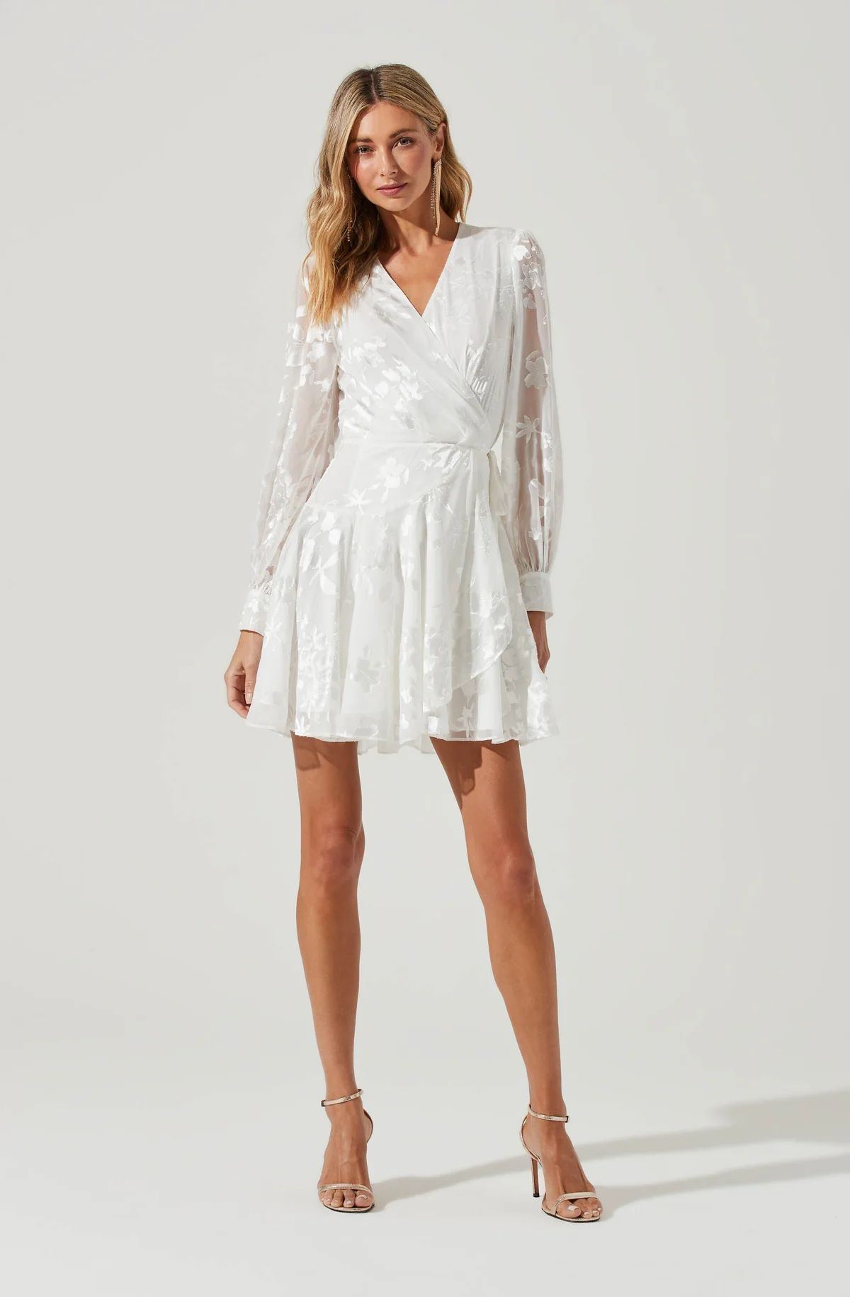 Aja Burnout Wrap Front Mini Dress - WHITE / XS | ASTR The Label (US)