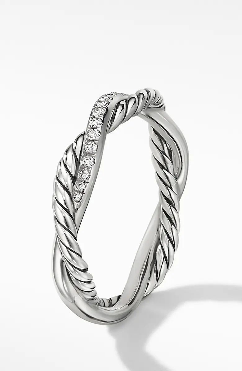 David Yurman Petite Infinity Twisted Ring with Pavé Diamonds in Sterling Silver | Nordstrom | Nordstrom