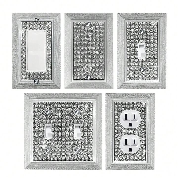 1pc Multi-Style Socket Switch Panel, Double Socket, Light Switch Panel, Wood Grain Rhinestone Lam... | SHEIN