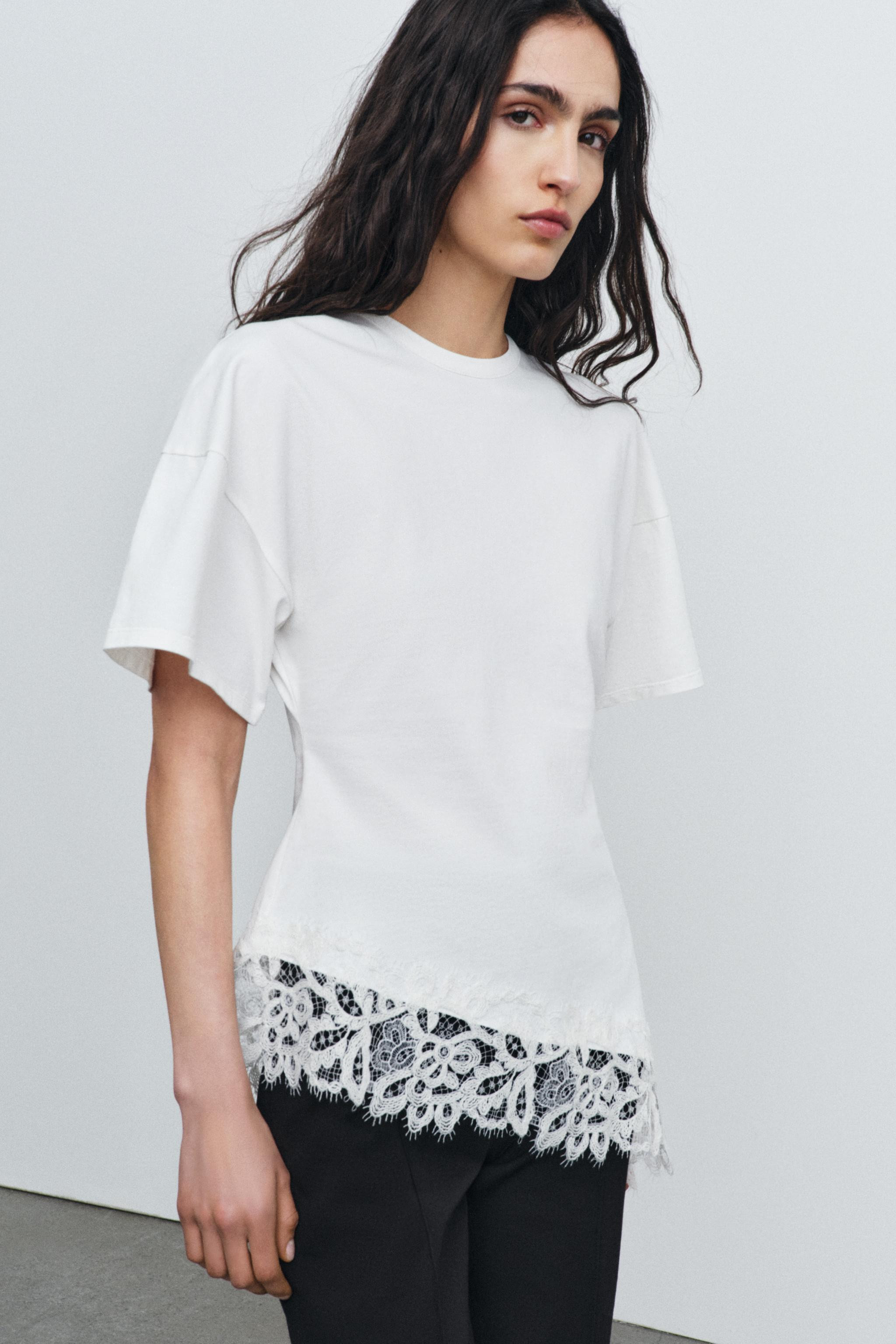 HEAVY COTTON LACE T-SHIRT | Zara US