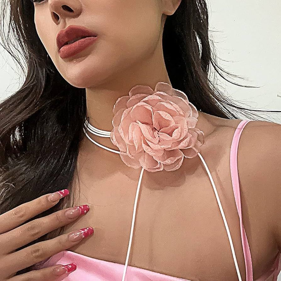 BETHYNAS Vintage Flower Velvet Choker Necklace Gothic Large Lace Rose Neck Chain Long Wrap Collar... | Amazon (US)