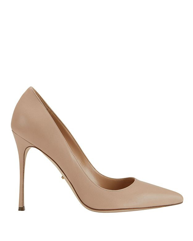 Sergio Rossi Godiva Nude Leather Pointy Toe Pumps | Intermix