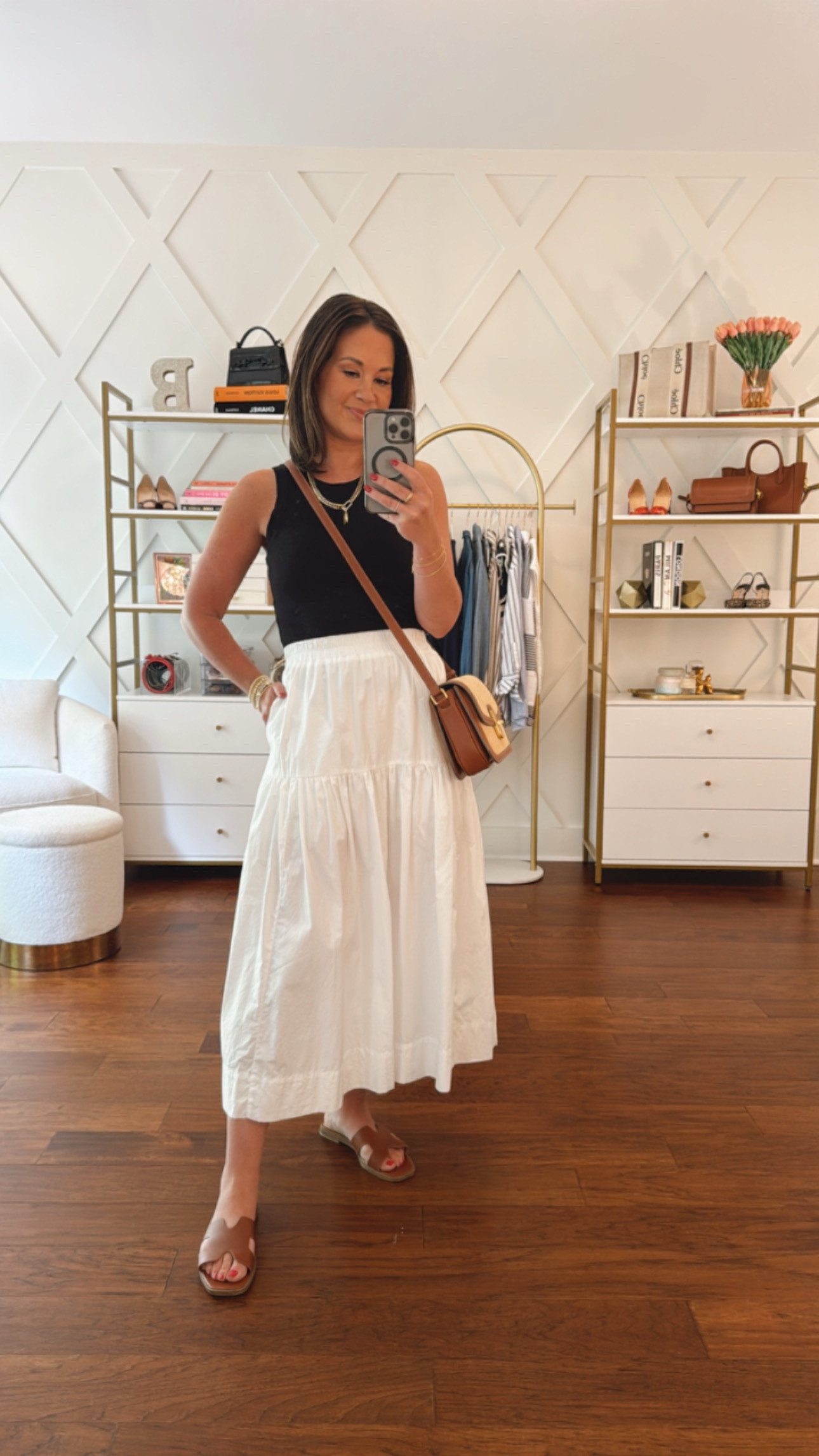 Casual summer outfit idea, loving this white midi skirt that goes with so many things. It is so comfortable and lightweight paired it today with my absolute favorite tank that comes in several color. Options in my sandals are a target find! 
Cute casual summer outfits 

#LTKStyleTip #LTKOver40 #LTKSummerEdit