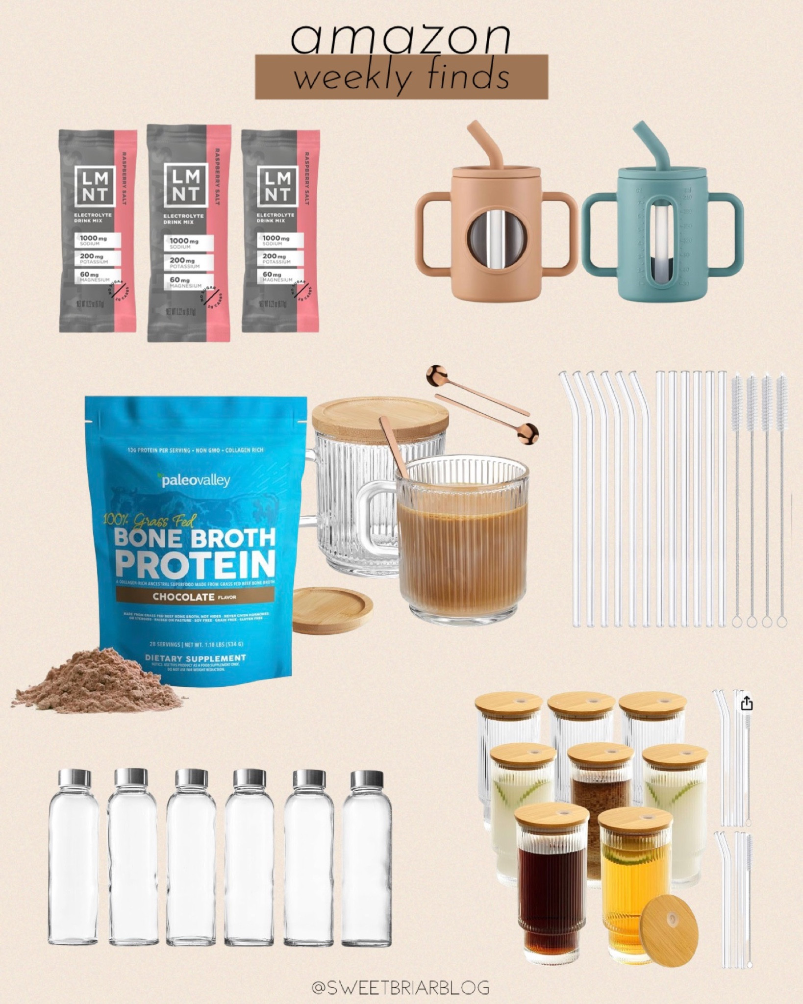 amazon weekly finds // healthy finds // non toxic drink ware // glass water bottles // glass sippy cups // bone broth proton powder // LMNT electrolytes // glass travel mugs 

#LTKGiftGuide #LTKHoliday #LTKhome