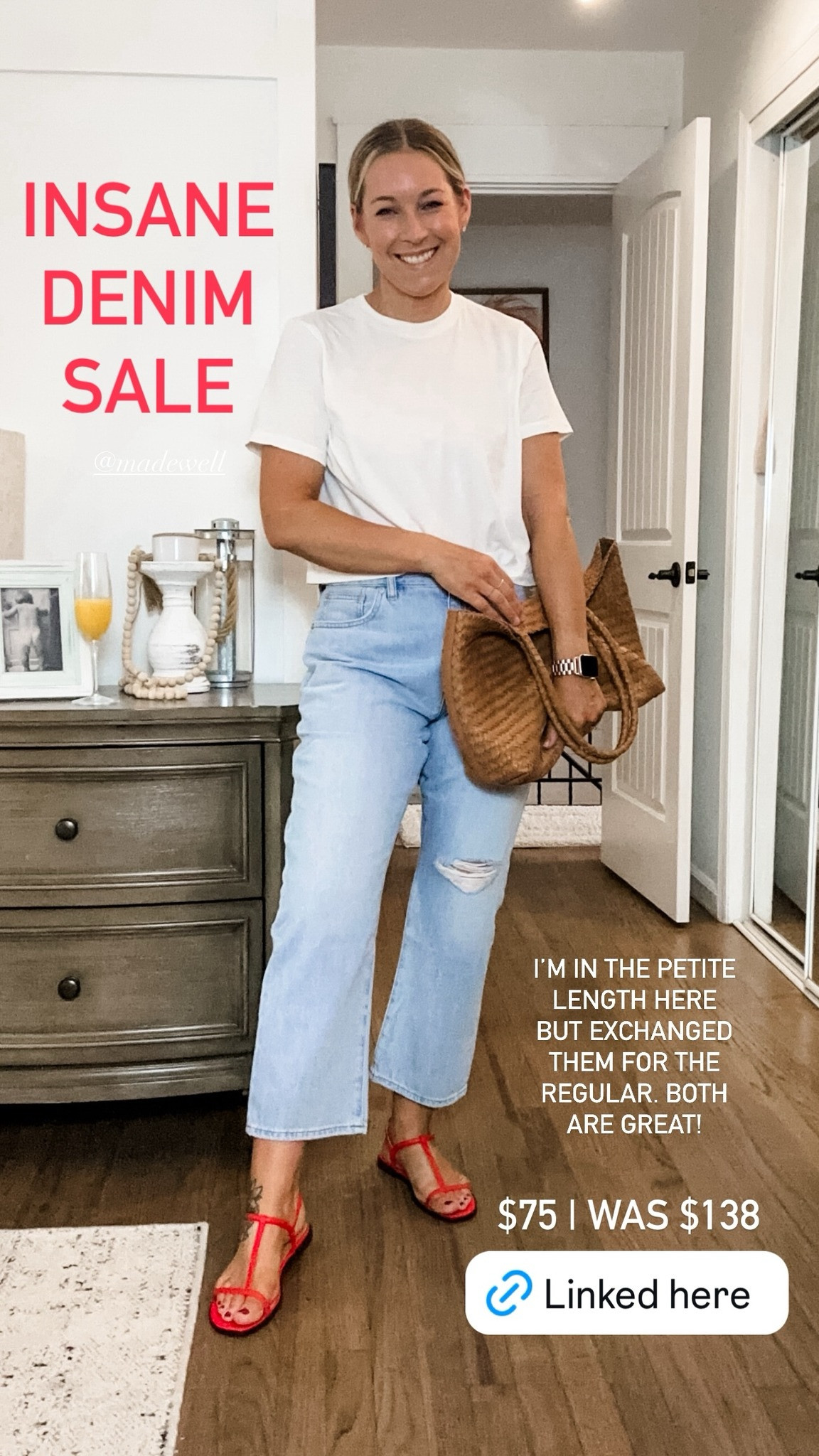 INSANE
DENIM
SALE $75 | WAS $138 I’M IN THE PETITE LENGTH HERE BUT EXCHANGED THEM FOR THE REGULAR. BOTH ARE GREAT! @madewell