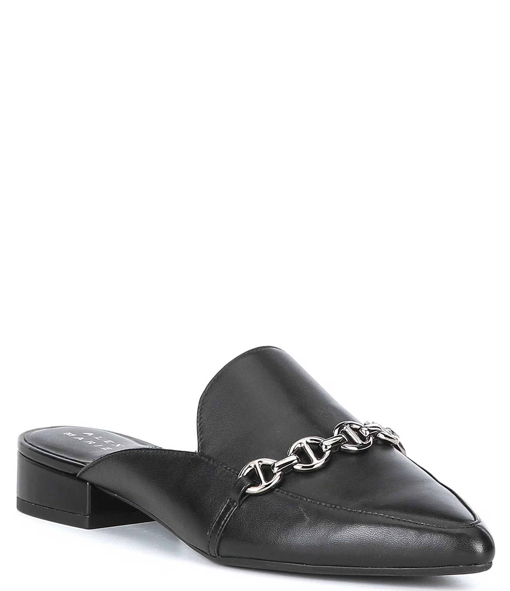 Catricia Leather Chain Detail Point Toe Mules | Dillard's