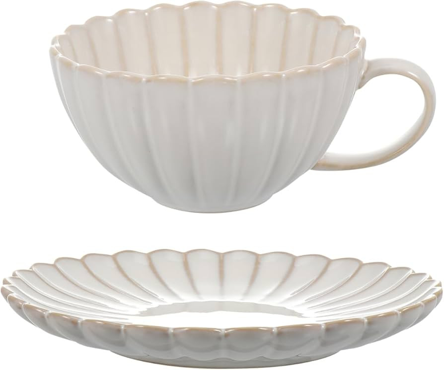 BESTOYARD 1 Set Ceramic Cup and Saucer Set White Mug European Style Ceramics, 16X16X2.5CM, GJ31DT... | Amazon (US)