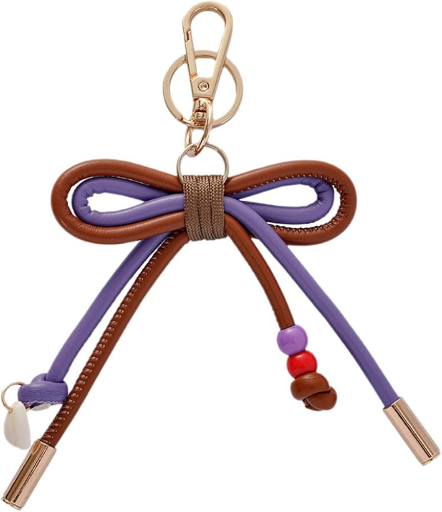 Cute Colourful Bow Bag Charms PU Leather Keychain Hand-Woven DIY Handbag Charms for Purses Chain ... | Amazon (US)