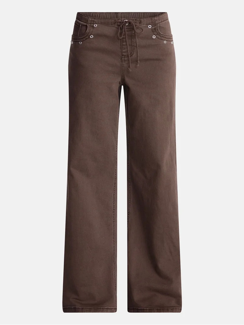 No Boundaries Drawstring Grommet Wide Leg Jean, 32" Inseam, Women's | Walmart (US)