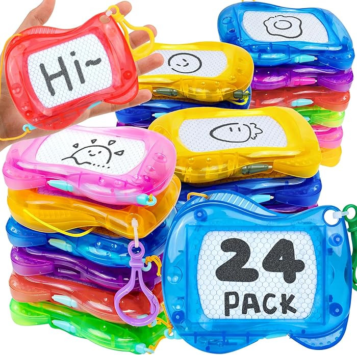 24 Pack Mini Magnetic Drawing Board for Kids, Portable Small Doodle Pad Toy Bulk, 6 Colors Magnet... | Amazon (US)
