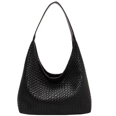 Woven Leather Tote Bag for Women Top-handle Shoulder Bag, Hobo Bags Large Capacity Soft Vegan Crossbody Handbag Underarm (black) | Target
