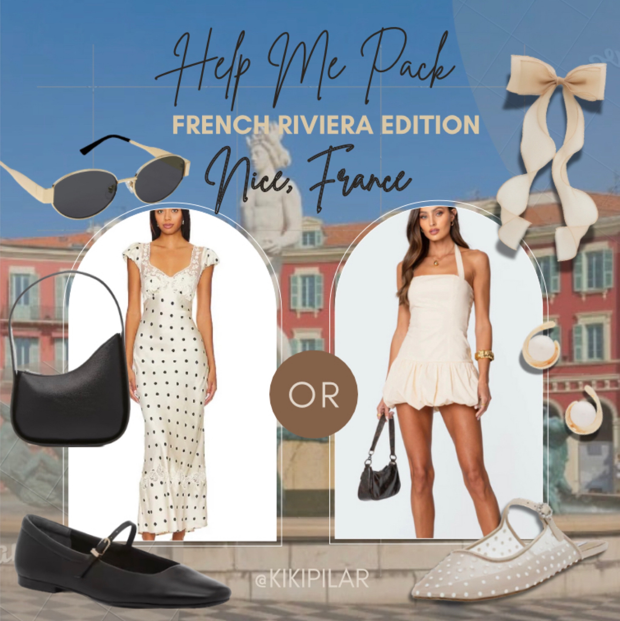 Help me pack
Travel
Nice France
Southern France
French girl style
Dresses
Polka dot
Black and white
Hair bow
Pearl earrings
Ballet flats
Embellished ballet flat


#LTKTravel #LTKParties #LTKShoeCrush
