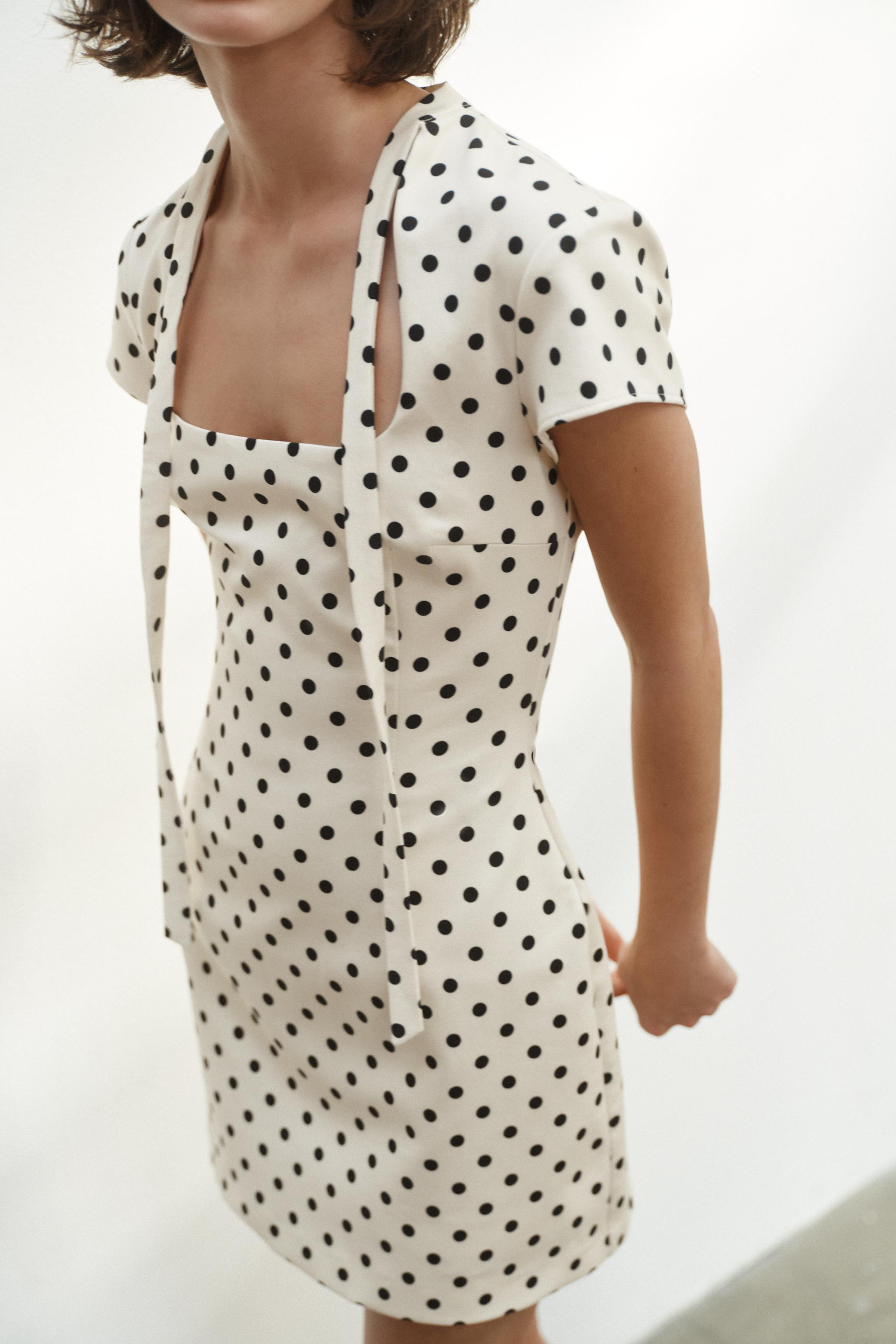 SHORT POLKA DOT TIE DRESS | Zara US