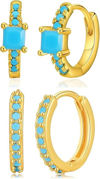 Gold Dainty Huggie Hoop Earrings for Women 18K Real Gold Plated Cuff Earrings Small Cubic Zirconi... | Amazon (US)