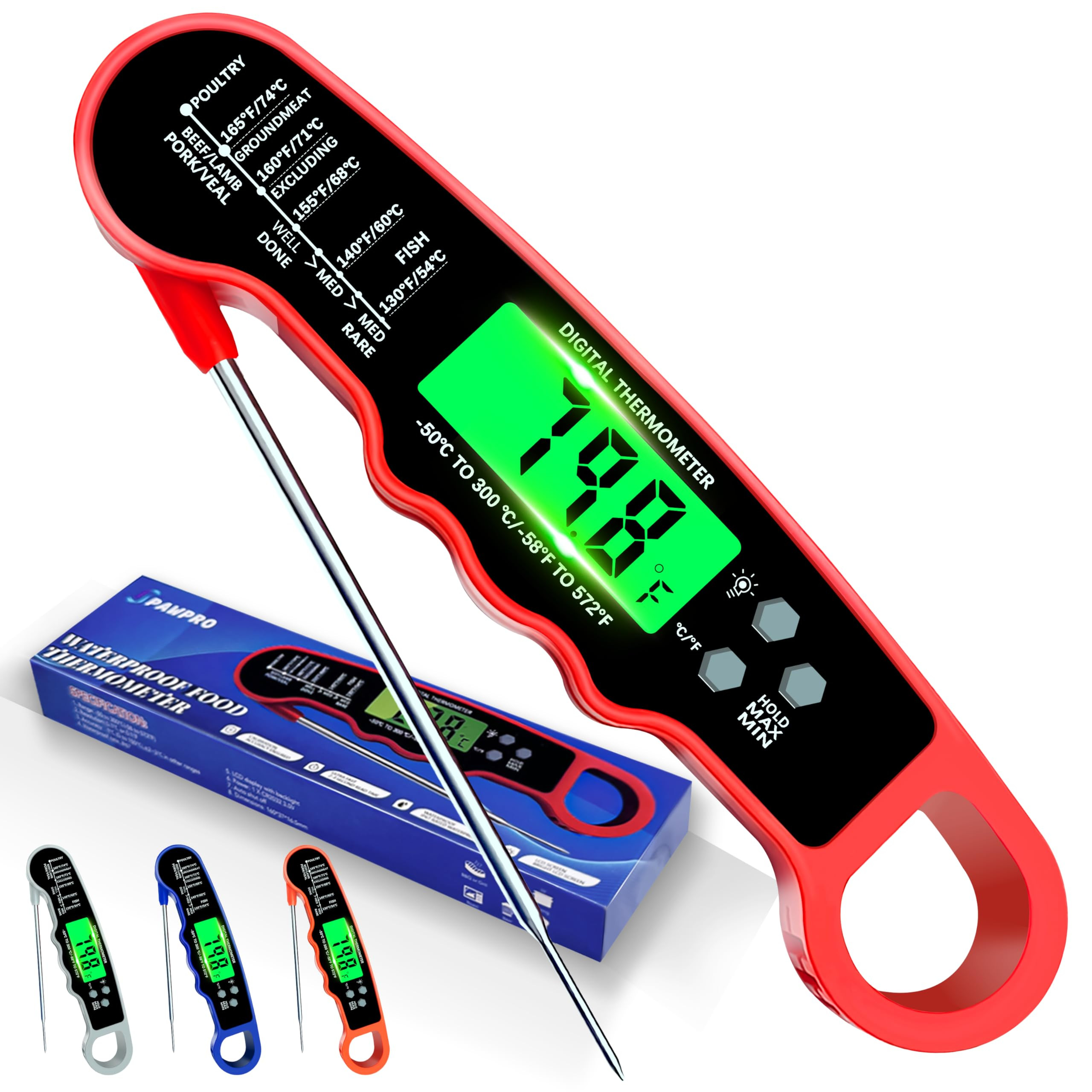 Meat Thermometer Digital, Instant Read Meat Thermometer with Backlight & Magnet for Kitchen, Beef... | Amazon (US)