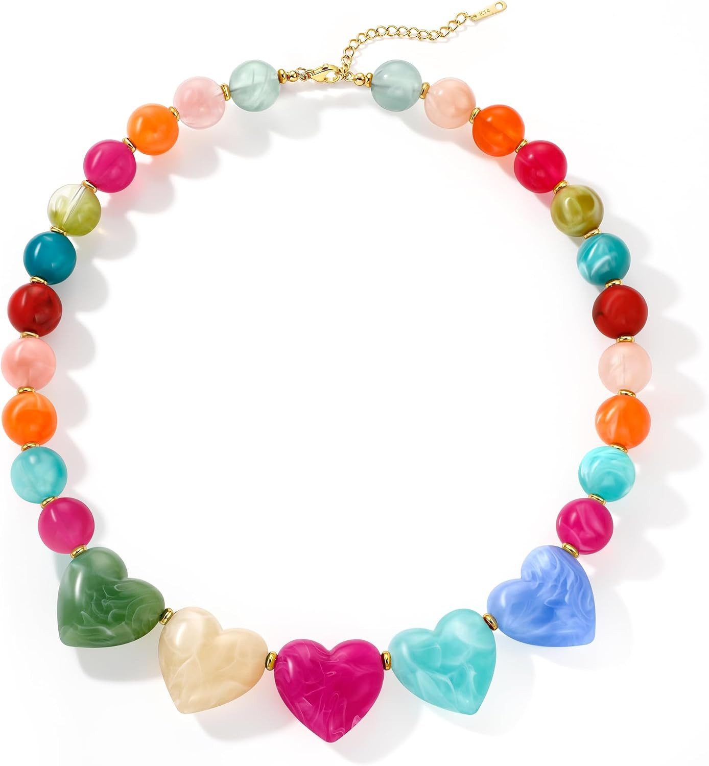 Colorful Beaded Necklace Resin Chunky Necklace for Women Multicolored Large Acrylic Beads Boho Choker Necklaces Trendy Bold Statement Beadeds Necklaces Y2K Summer Beach Vacation Beach Choker Jewelry | Amazon (US)