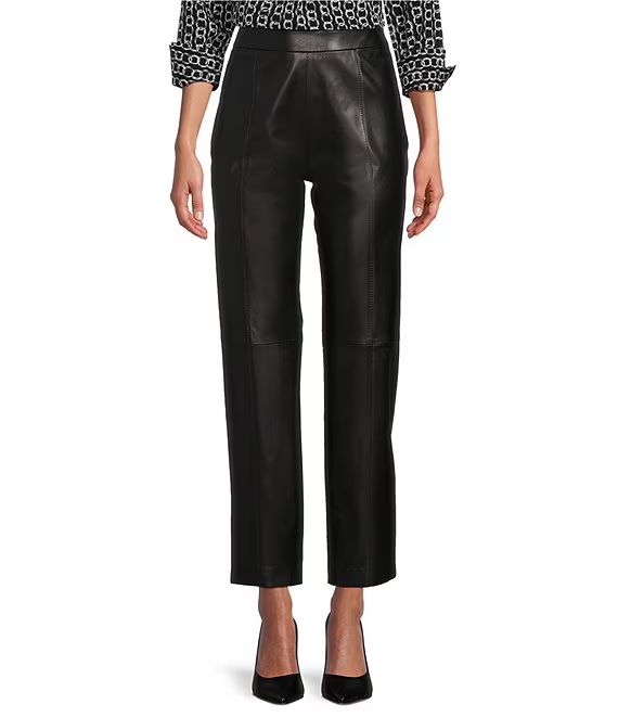 Genuine Lamb Leather Side Zip Straight Leg Ankle Pants | Dillard's