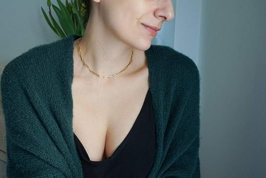 Ldurian Dainty Circle Karma Choker Necklace 14K Real Gold Plated Delicate Circle Necklace for Wom... | Amazon (US)