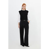 Tailored Premium Twill Wide Leg Trousers | Debenhams UK