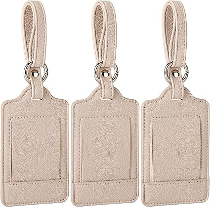 Teskyer Luggage Tags, 3 Pack Premium PU Leather Luggage Tags for Suitcases, Privacy Protection Tr... | Amazon (US)