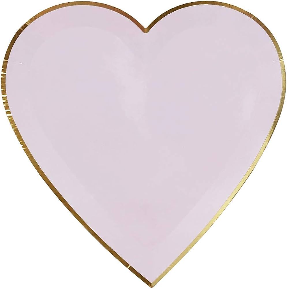 Just Artifacts 8pcs 9-Inch Heart Shaped Dessert Paper Plates (Light Purple w/Gold Foil Trim) | Amazon (US)