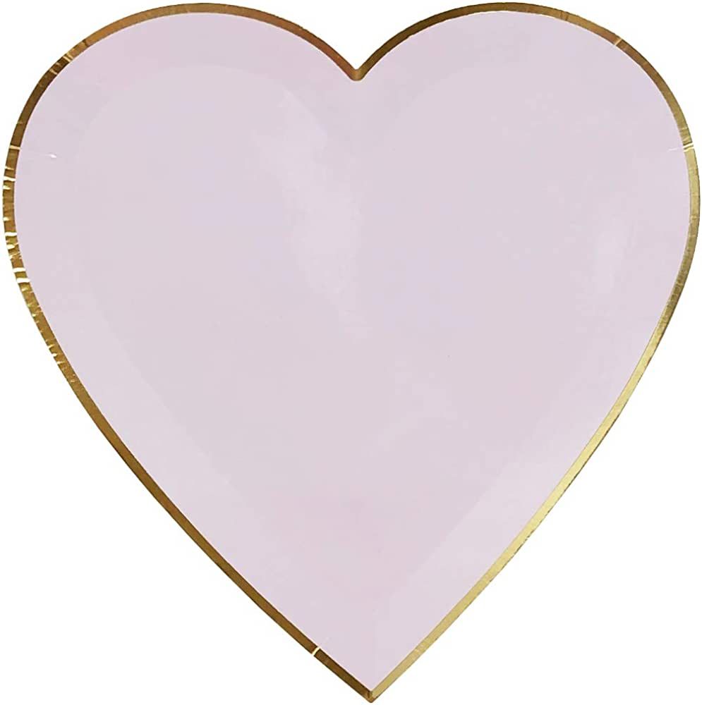 Just Artifacts 8pcs 9-Inch Heart Shaped Dessert Paper Plates (Light Purple w/Gold Foil Trim) | Amazon (US)