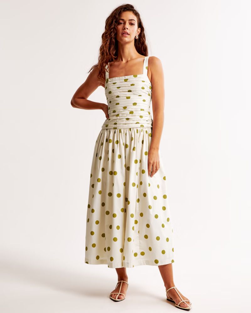 The A&F Emerson Drop Waist Midi Dress | Abercrombie & Fitch (US)