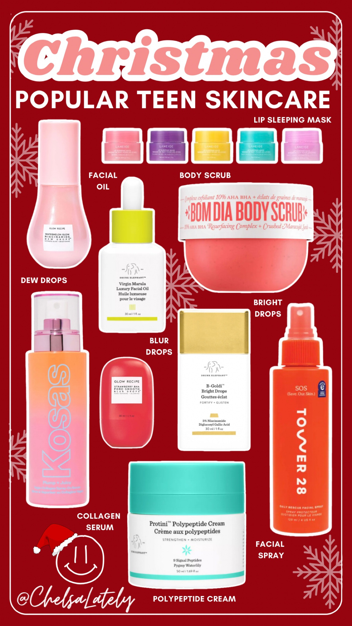 Ok I compiled all the skincare products every teen and young adult girl would LOVE to receive for Christmas! I mean this would probably make you their favorite person ever to receive even just one of these! 😂🎄🎅🏼 #skincare #teenskincare #drunkelephant #tower28  #teengirlchristmasgifst #teengirlgiftguide #laneige #bodyscrub #toner #Christmas  

#LTKHoliday #LTKGiftGuide #LTKbeauty