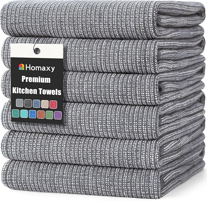 Homaxy Premium Kitchen Towels(18”x 28”, 6 Pack), Large Cotton Kitchen Hand Towels, Flat and T... | Amazon (US)