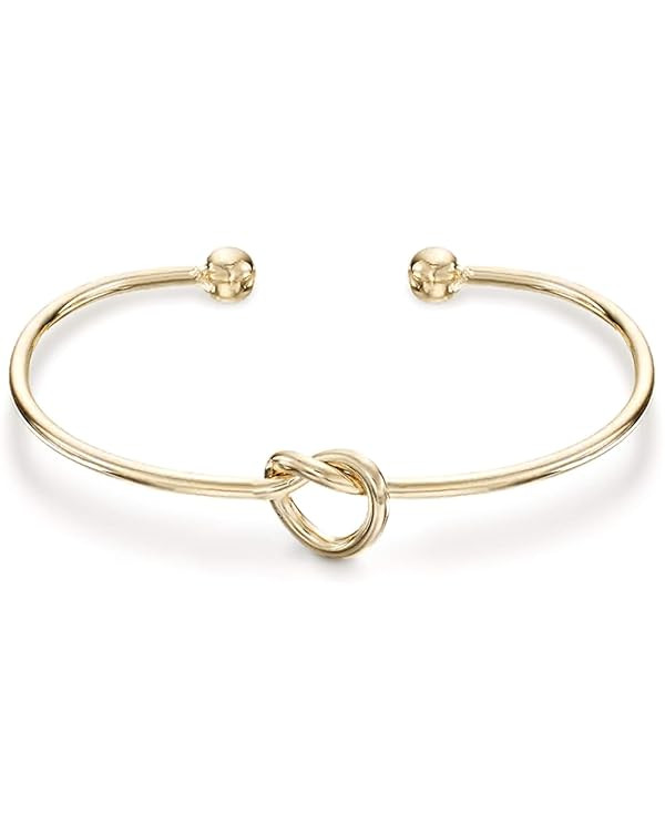 PAVOI 14K Gold Plated Forever Love Knot Infinity Bangle Bracelets for Women | Adjustable Gold Ban... | Amazon (US)