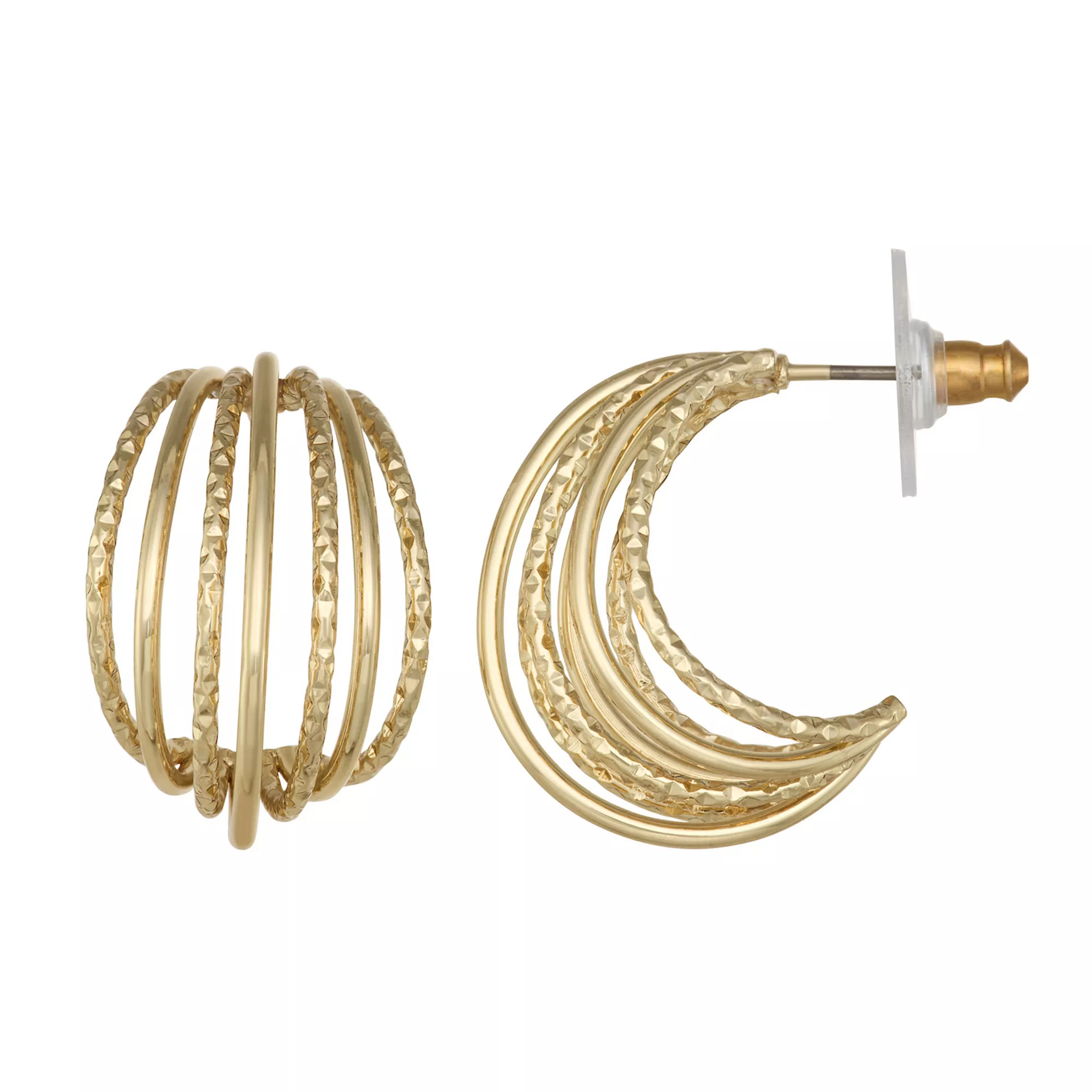 Napier Gold Tone Golden Orbit C-Hoop Earrings | Kohl's