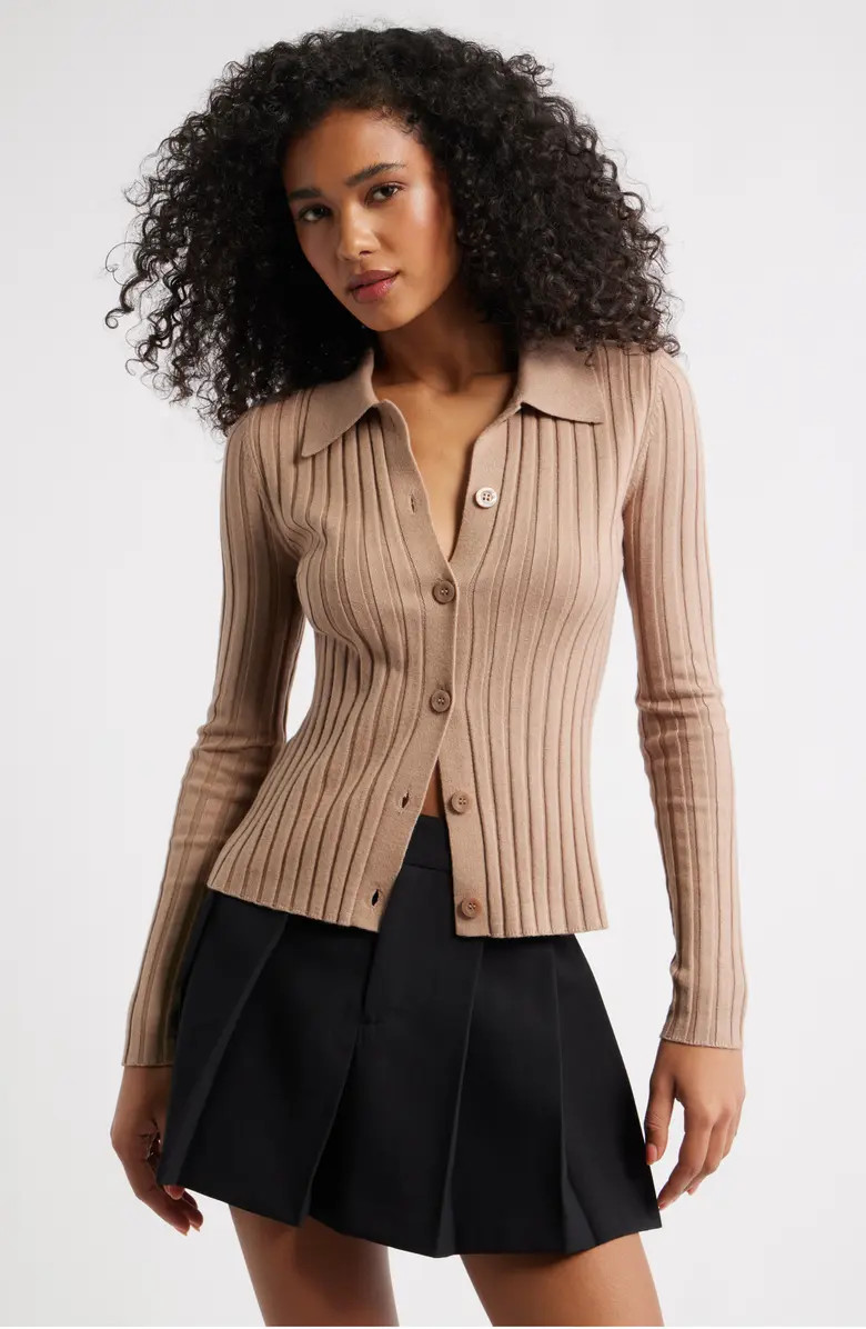 Collared Rib Cardigan | Nordstrom