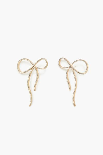 Rhinestone Bow Drop Earrings | Forever 21