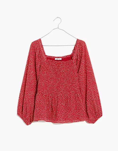 (Re)sourced Georgette Lucie Smocked Peplum Top in Batik Vine | Madewell