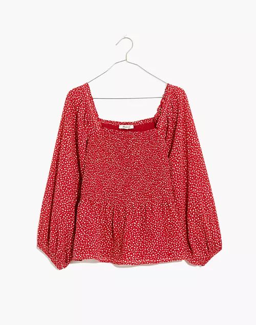 (Re)sourced Georgette Lucie Smocked Peplum Top in Batik Vine | Madewell